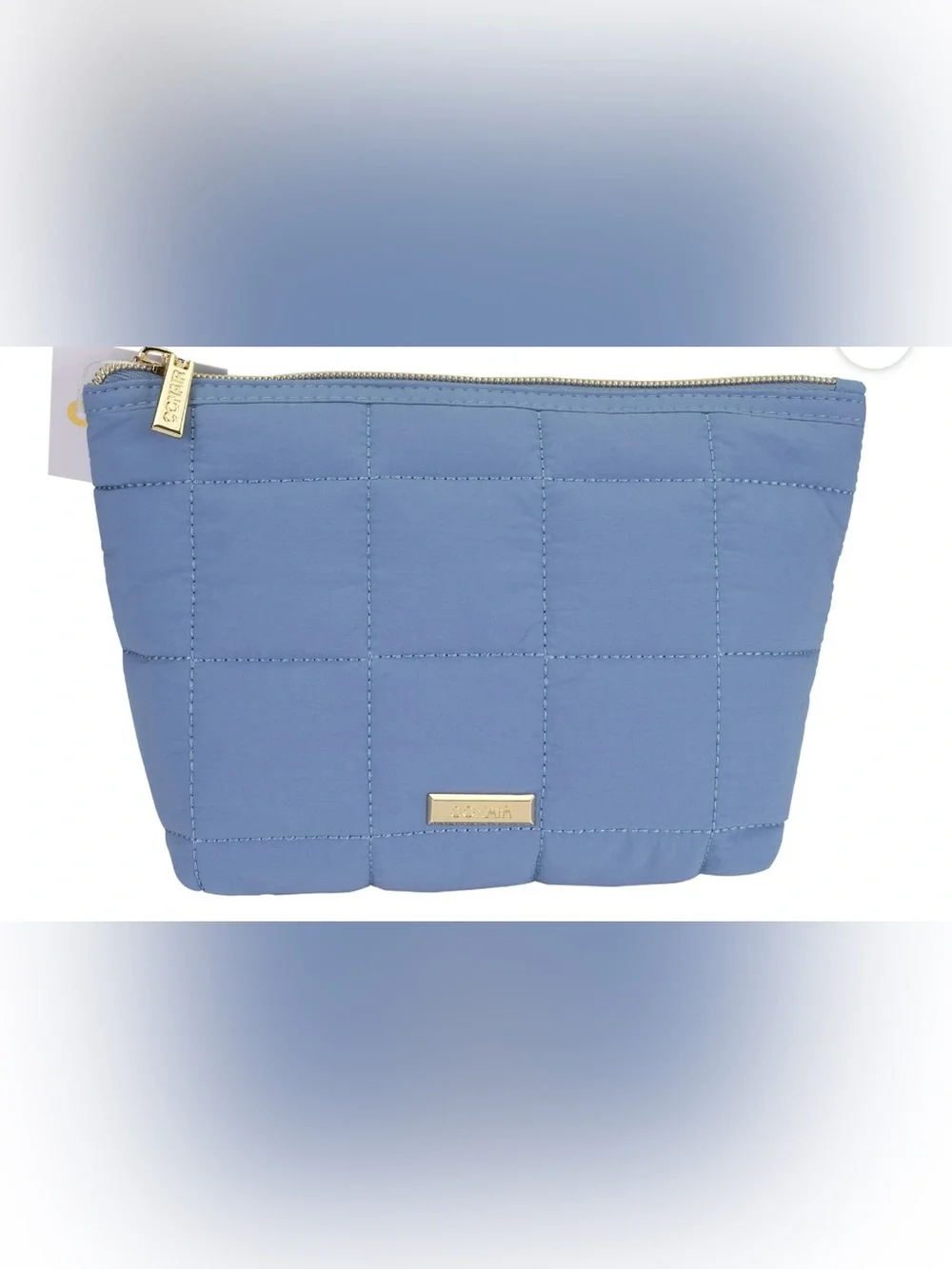 Conair Blue Quilted Clutch, Soft Polyester Beauty Pouch with Gold-Tone Hardware
